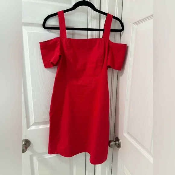 A.L.C. Calla Ramie Blend Cold Shoulder Dress in Red Women’s Size 8 - Picture 4 of 5